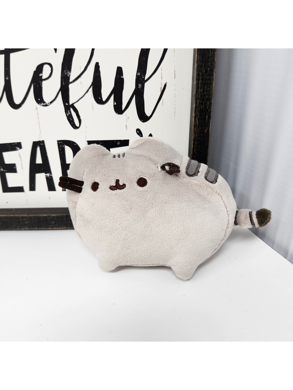 Pusheen Classic Gray Tabby Cat Plush Stuffed Animal Striped Tail Kawaii